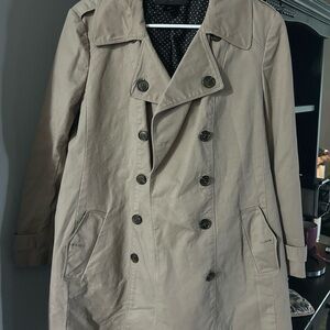 Ann Taylor Double-Breasted Beige Trench Coat